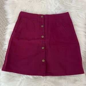 Women’s Size Small Maroon Denim Mid Length Skirt